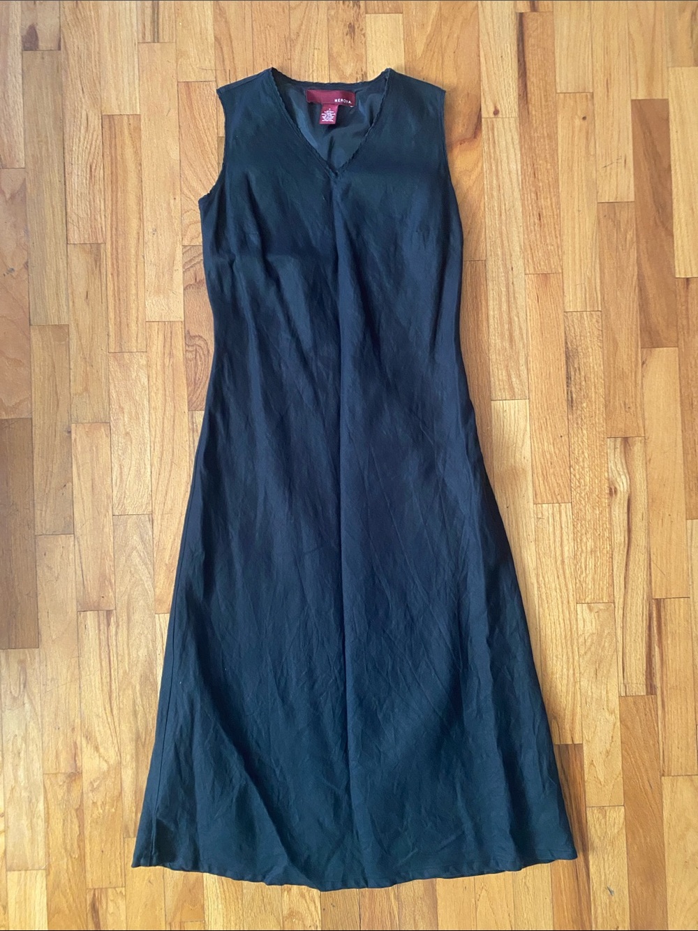 Merona Black Linen Maxi Dress Size S Minimalist Resortwear